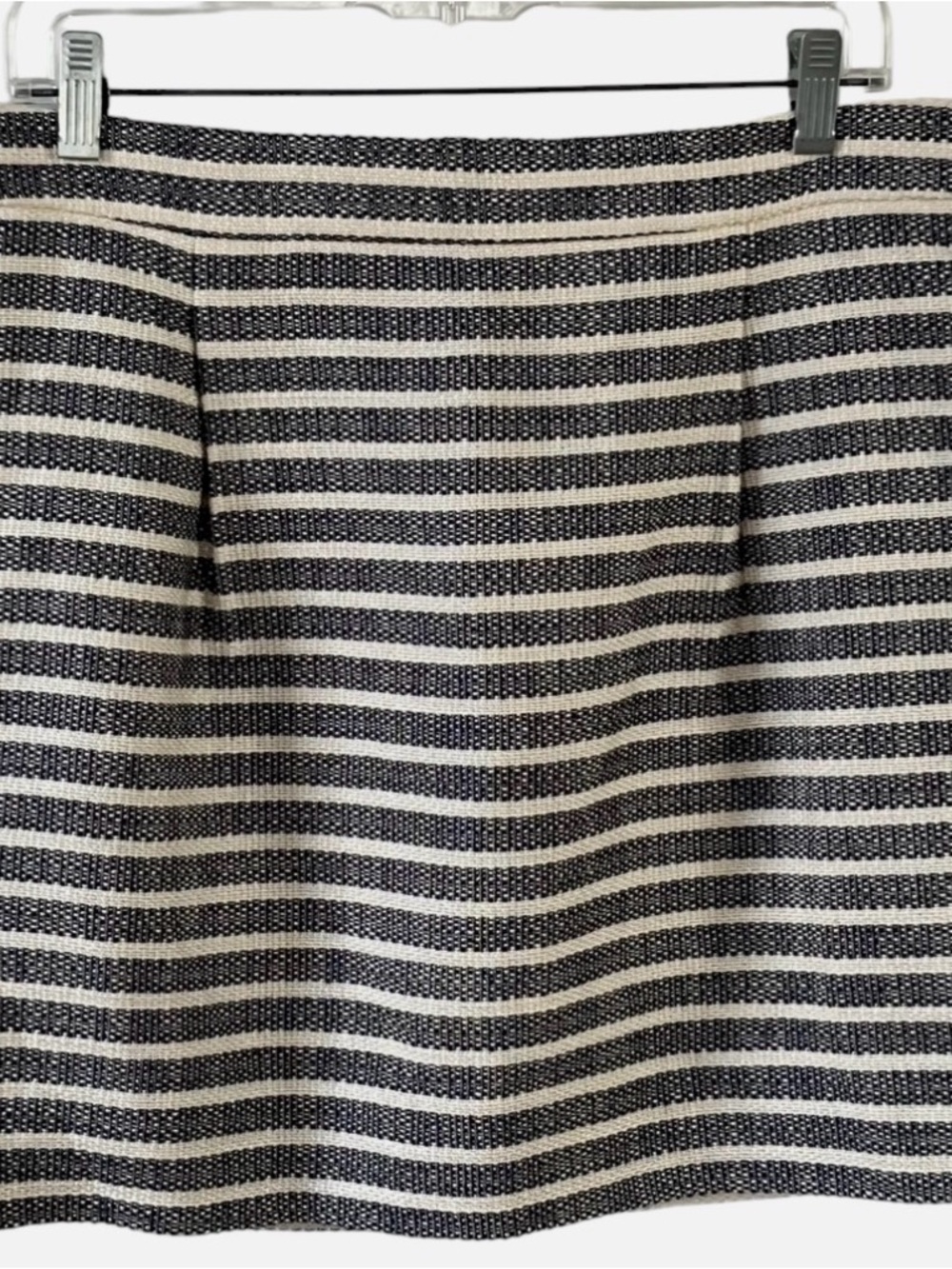 J. Crew Black and Cream Striped Mini Skirt